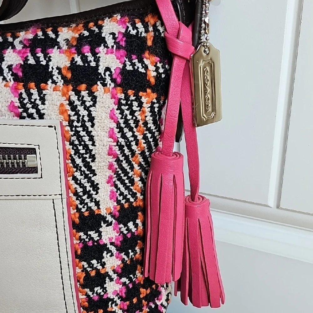 Coach 2012 NWT Tattersall Wool Leather Shoulder Bag